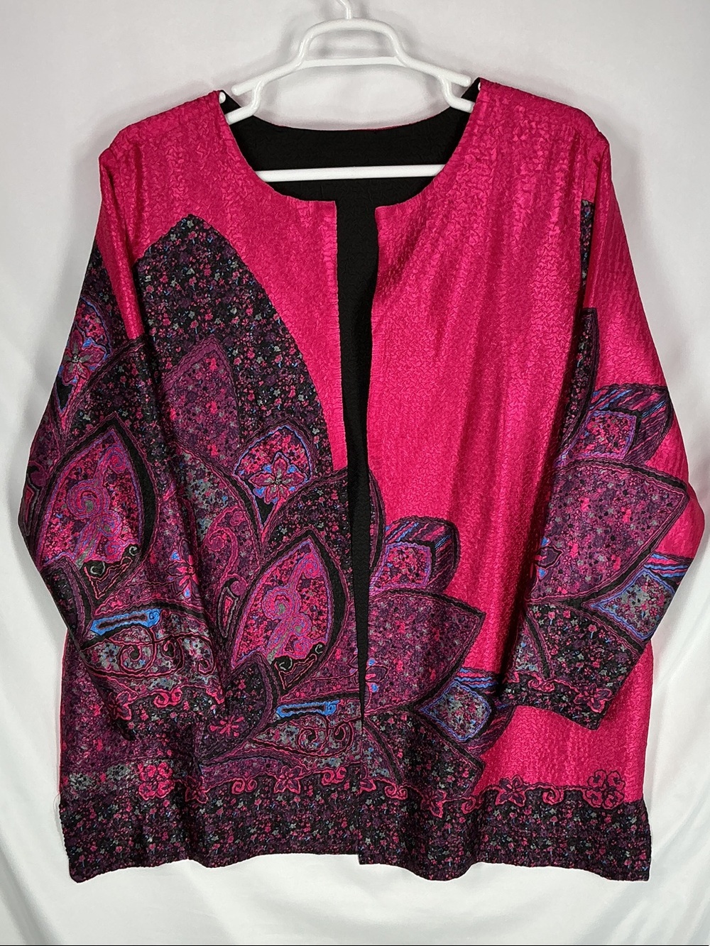 Catherines Reversible Quilted Floral Paisley Open Front Jacket Plus Size 3X